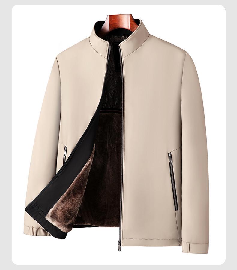 Winter Fleece-Lined Dad's Jacket - Warm Stand-Up Collar for Middle-Aged & Elderly Men, Grandpa Style