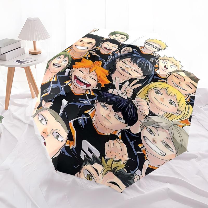 

1pc Haikyuu!! Karasuno High Volleyball Team Umbrella Automatic Opening & Closing, Portable 3-Fold Design, 8-Bone Iron Frame Outdoor Umbrella, Perfect
