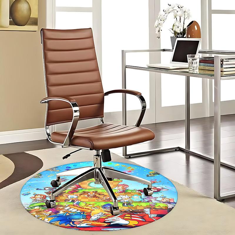 

1pc Sonic the Hedgehog 25th Anniversary Round Carpet Anime Cartoon Design, Office Chair Mat, NonSlip Rug for Home Decor, Living Room, Bedroom 80cm