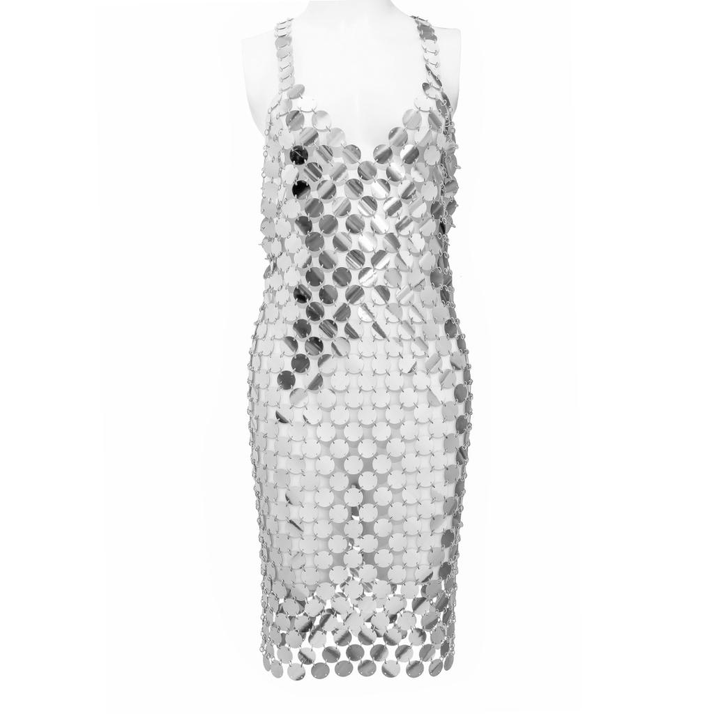 Accessories, personalized nightclub style exaggerated round clothing women, sexy geometric hollow sequined body chain