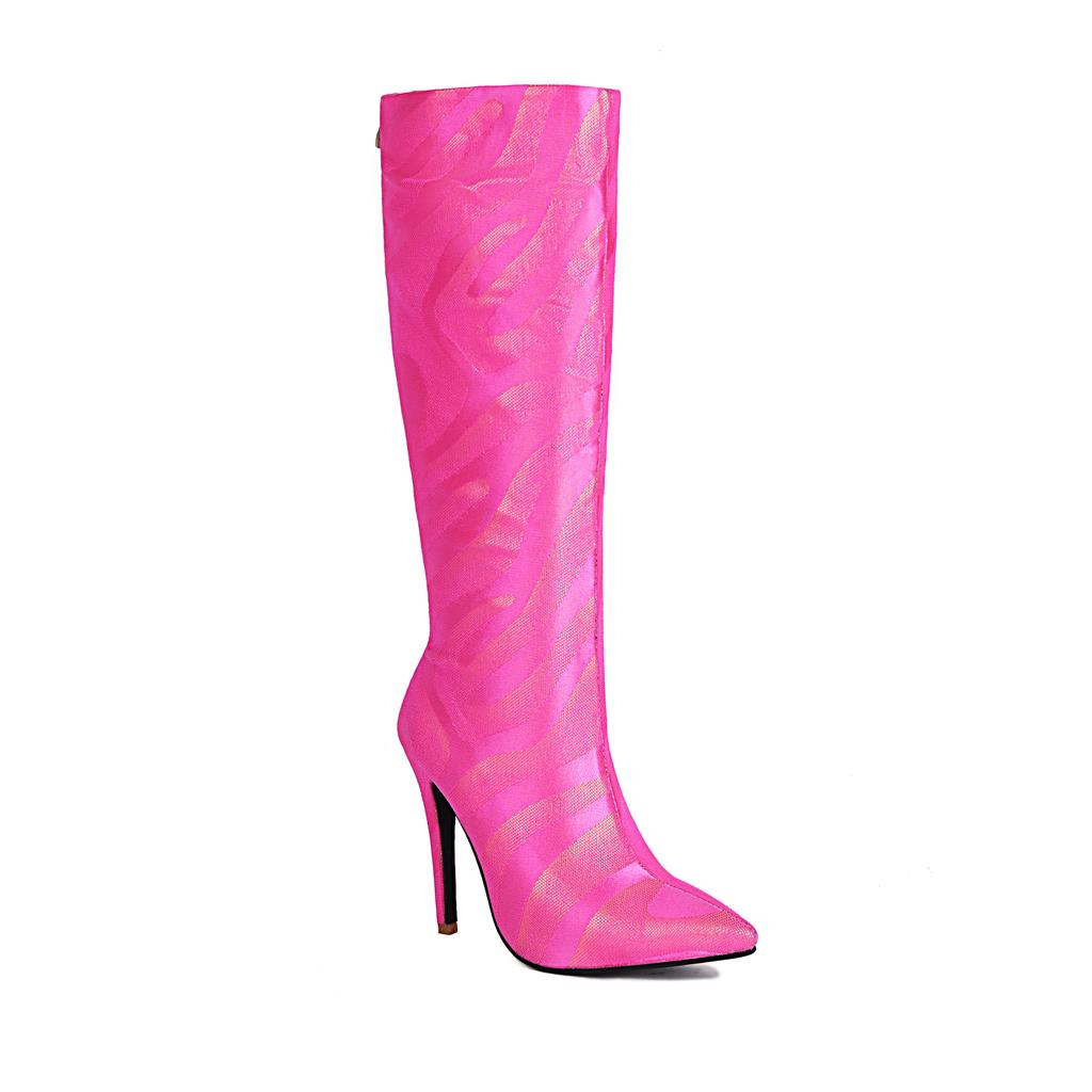 Damen High Heel Stiefel PU Lange Stiefel Gestreift Bequem Stiletto Schuhe Sexy Frühling Herbst Sissy Männer Ausgehen Schuhe