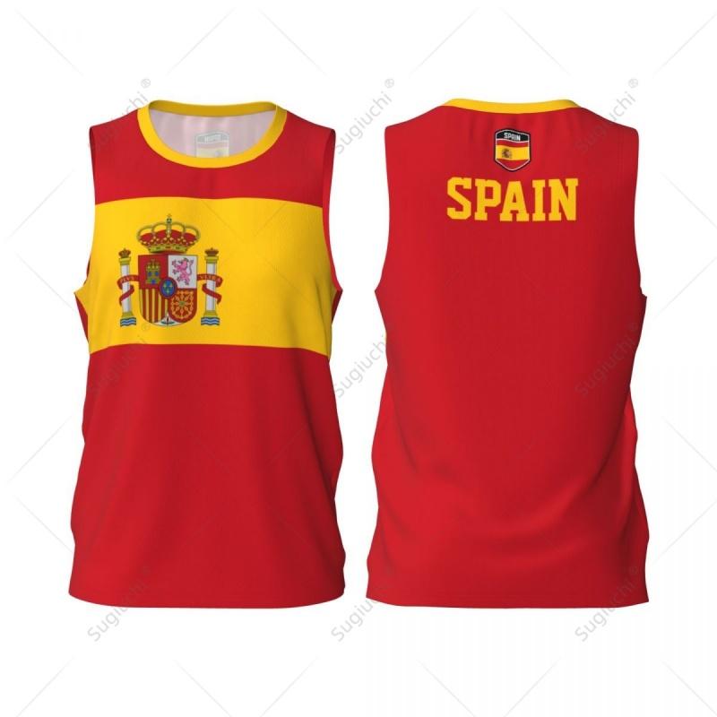 Spanien Flaggenmuster Tanktops Basketball Sport Laufen 3D Gedruckte Oberteile