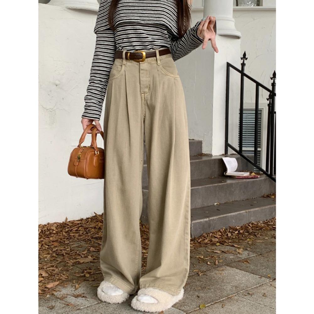 Korean loose wide-leg pants casual jeans women's spring and autumn new versatile drape floor-mopping jeans tide
