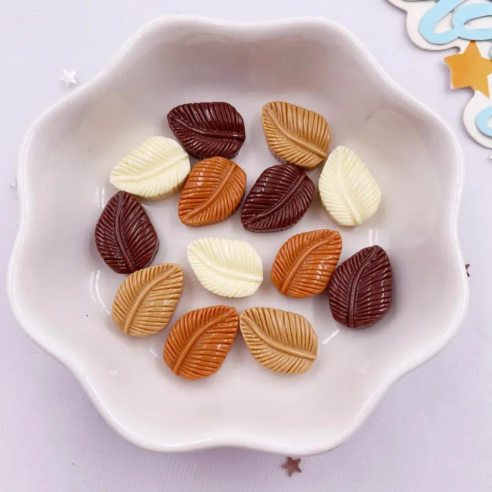 30pcs Mixed Resin Colorful Painted Leafs Flat Back Figurines DIY Bow Scrapbook Christmas Decor Jewelry Making Accessories Crafts