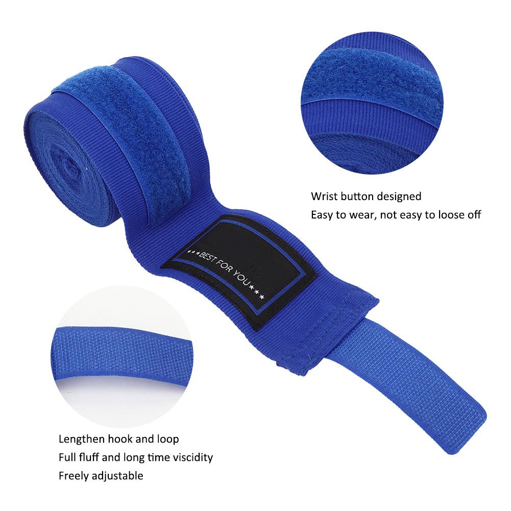 A Pair of Blue Elastic Boxing Fixing Belt Hand Guard All Cotton Sanda Muay Thai Sport Protective Gear