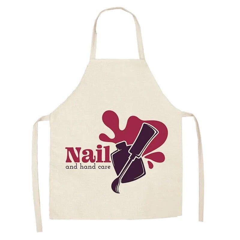 Nail Polish Themed Printed Apron Unisex Dinner Bib Kitchen Cooking Baking Apron Cleaning Accessories