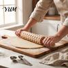 Wooden Dough Roller for Cookies Christmas Pattern Engraved Rolling Pin, Non-slip Handle Party Baking Supplies Roller, Decorative Kitchen Tool Embossed
