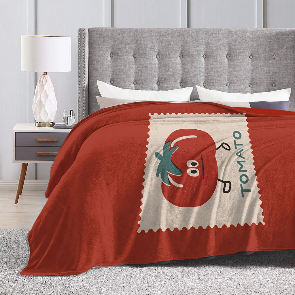 Tomato - Red Background Blanket Soft  Throw Blanket Winter Girl Chair Sofa Bed Camping Bedspread