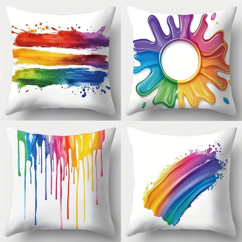 Doodle Rainbow Artwork digital printing pillow cover Short plush Suitable living rooms bedrooms sofas throw cushion cover pcs