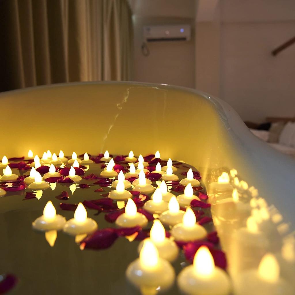 24/12pcs Floating Candle Lamp Flameless Tea Light Flicker Electronic Waterproof LED Light For Wedding Party Pool Spa Table Decor
