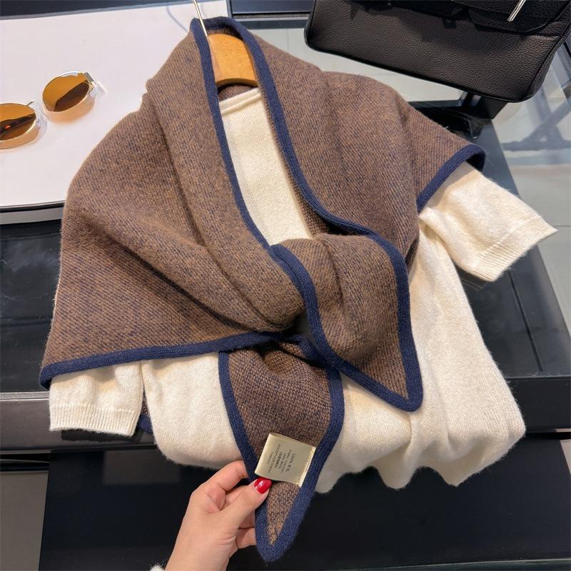 

Шерстяной треугольный шарф Высококачественная вязаная шаль для женщин Осень и зима Теплая защита шеи Шарф для шеи 158*78cm