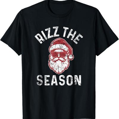 Rizz The Season Funny Christmas Rizzmas Santa Claus Rizzler T-Shirt