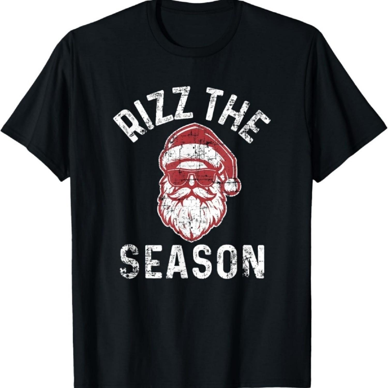 

Rizz The Season Funny Christmas Rizzmas Santa Claus Rizzler T-Shirt XXXXXL чёрный