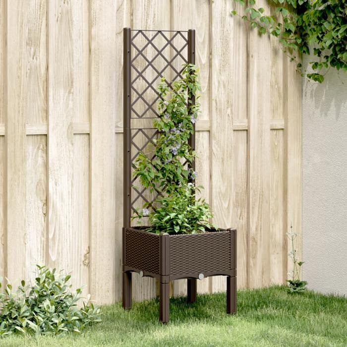 VidaXL Planter with Trellis, Raised Garden Bed, Flower Pot, Plant Container, Planting Box Patio Terrace 367920