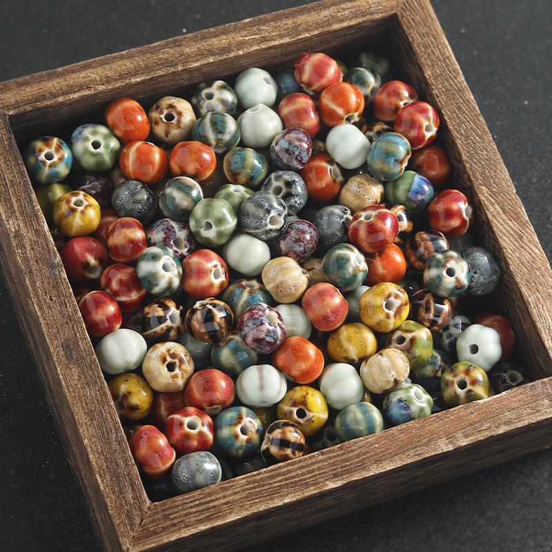 DIY Retro Ceramic Pumpkin Beads Bracelet Accessories - Handmade Jewelry Stringing & Weaving Materials