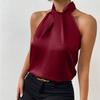 Sleeveless Top Women's Clothing 2025 Summer New Arrival Fashion Female Satin Multicolor Halterneck Cold-Shoulder Sleeveless Vest