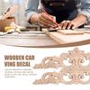 M-Modern-6Pcs Onlay Wood Mouldings Wood Applique Wood Decal Carved Unpainted Long Flower Rubber Wood Corner Furniture