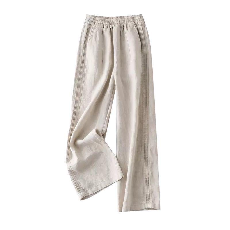 Women's Summer 2024 High Waist Cotton Linen Wide Leg Pants: Loose, Slimming, Casual, Thin Drape Style