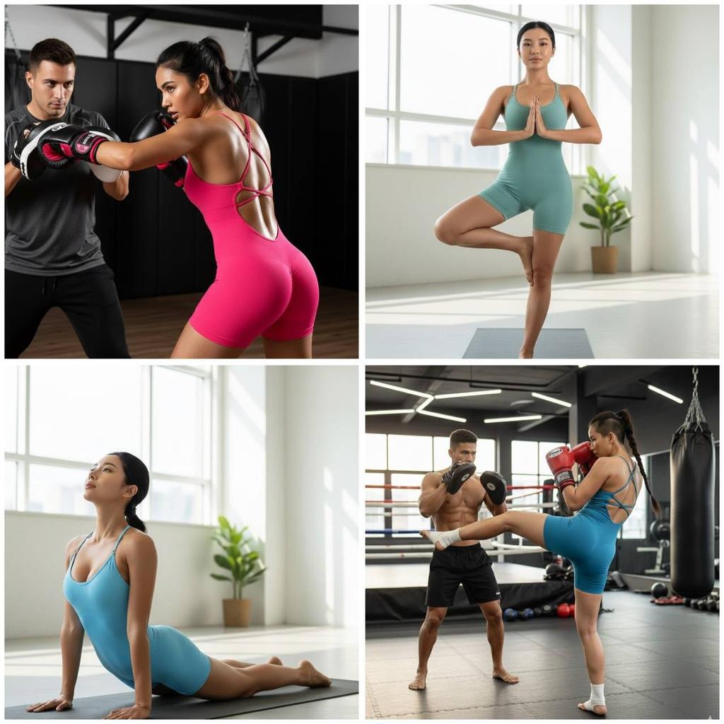 Women Yoga Jumpsuit Bodysuit Muay Thai Boxing Pilates Exercise Training Fitness Workout Sportwear Set Gym Quick Dry