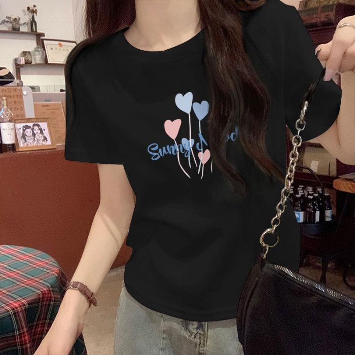 

2025 new summer pure cotton white short-sleeved t-shirt women s loose and versatile t-shirt niche design t-shirt top S