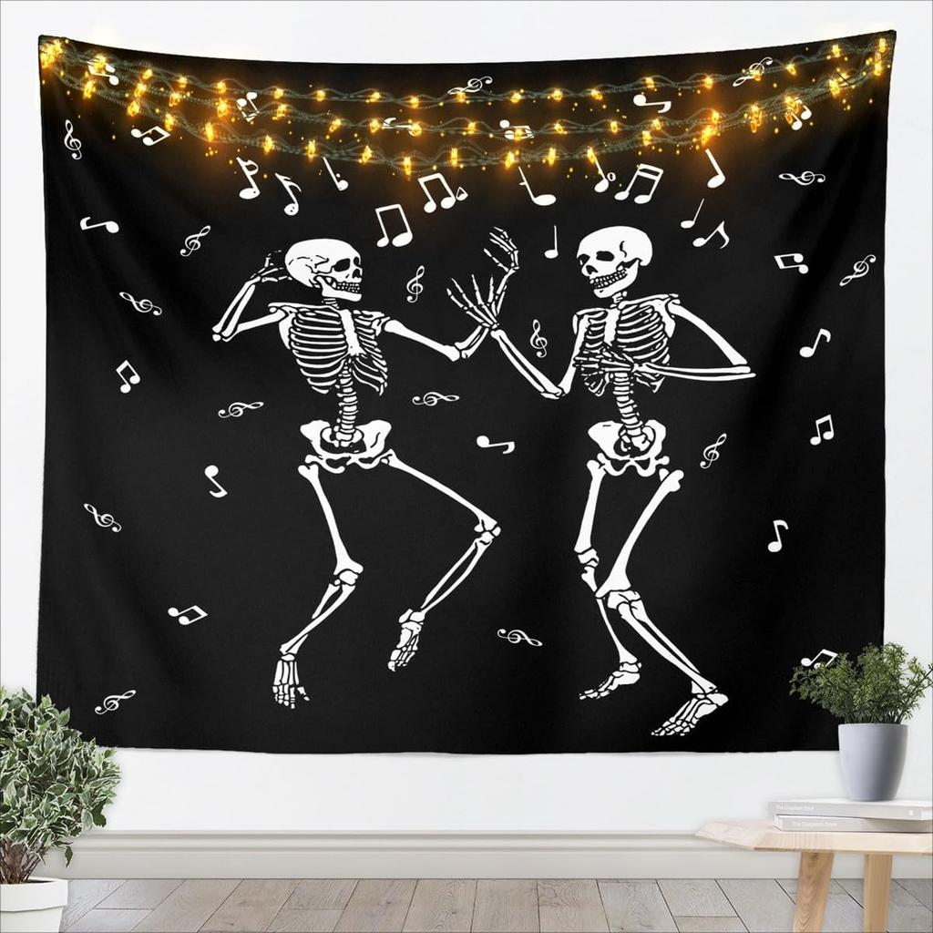 Halloween Boho Moth Tapestries Gothic Nature Wall Tapestry Boho Exotic Vintage Floral Black Wall Art For Kids Teens Youth Women