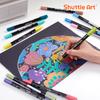 Shuttle Art Acrylic Metallic Dot and Brush Twin Pen Sparkling Glitter Acrylic Paint for Writing on and Handmade Art Gift Markers, Colors, Tip, Set,