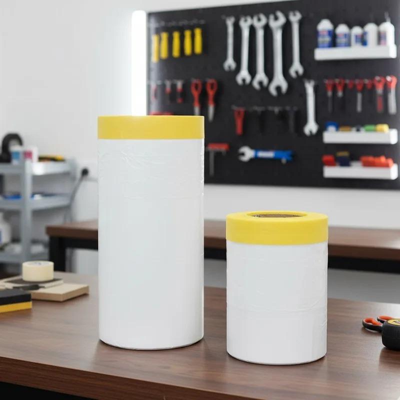 Car Paint Masking Protective Film Plastic Pre-Taped Masking Decoration Protective Paper Cover Dust Proof Film PE Films Stickers