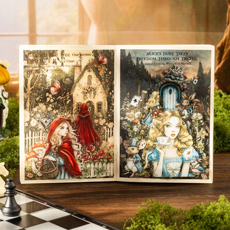 Fairy Tale Retro Scenery Stickers for Children's DIY Journal and Collage