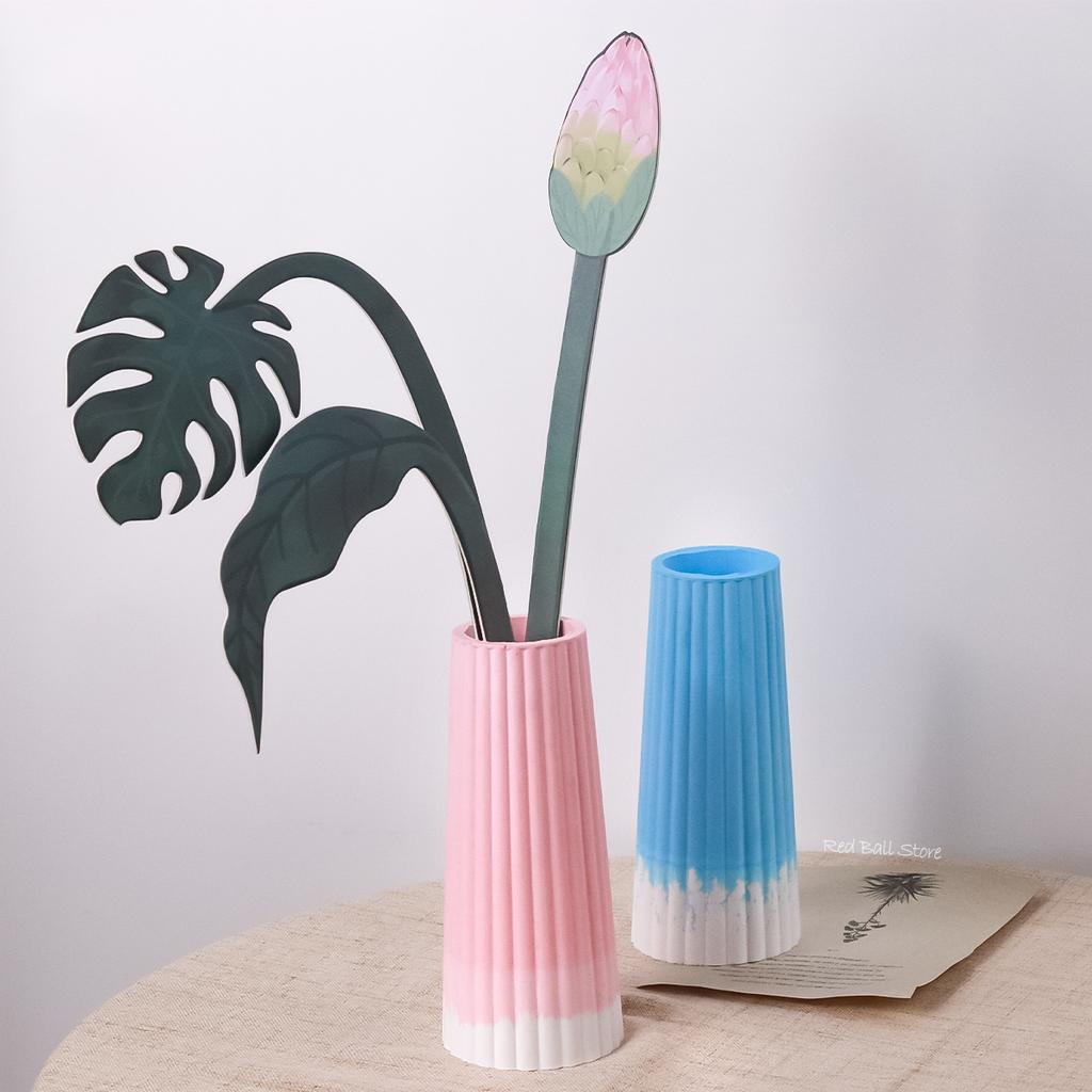 Simplicity Striped Vase Silicone Mold Large Size Concrete Plaster Ceramics Flowerpot Molds DIY Candle Making Supplies Home Decor