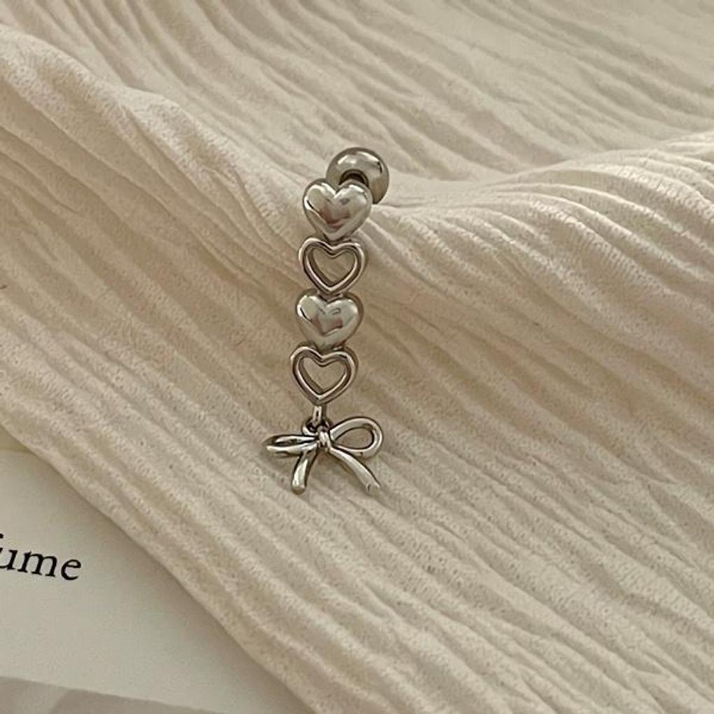 Women's Point Heart Ribbon Drop Long Piercing