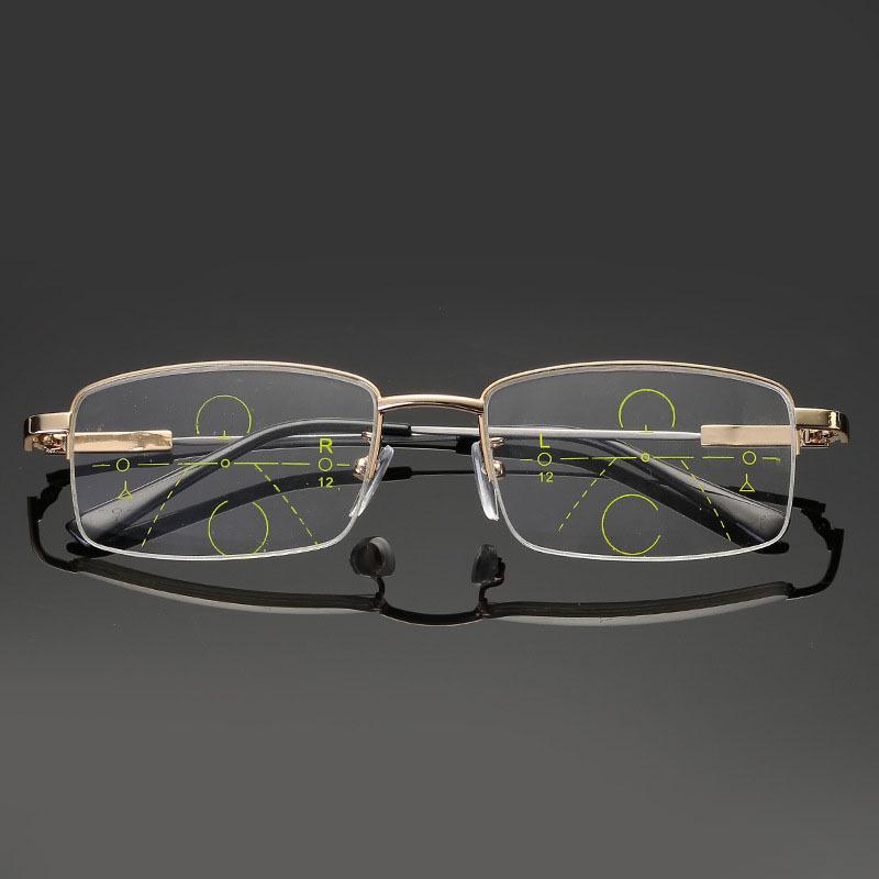 Ultra-Light Titanium & Super Elastic Progressive Multifocal Anti-Blue Light Reading Glasses for Seniors