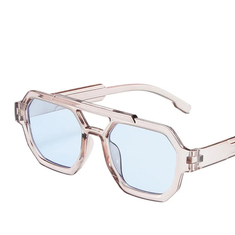 Vintage Square Sunglasses Fashion Women Men Double Bridges Eyewear Female Chic Polygon Sun Glasses Leopard Shades Glasses