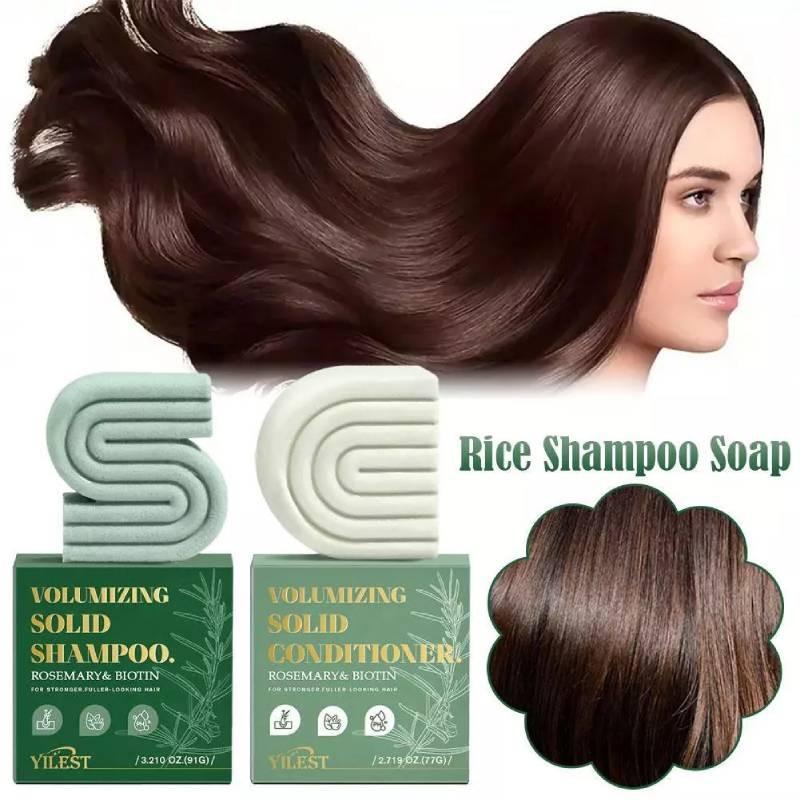 Nourishing Hair Shampoo And Conditioner Bar Soap With Rice Water And Rosemary Essence For Deep Cleansing And Moisturizing Benefits