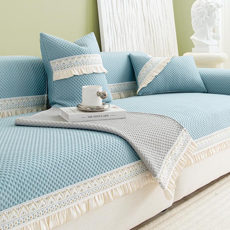 Light French Cool Bean Sofa Cushion Summer Mat Cushion Summer Non-Slip Leather Sofa Cover Towel