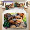 Yorkshire Terrier Pattern Bedding Quilt Set Quilt Cover Pillowcase Home Decoration Birthday Gift (1 * Duvet Cover + 2 * Pillowcase, Without Core)