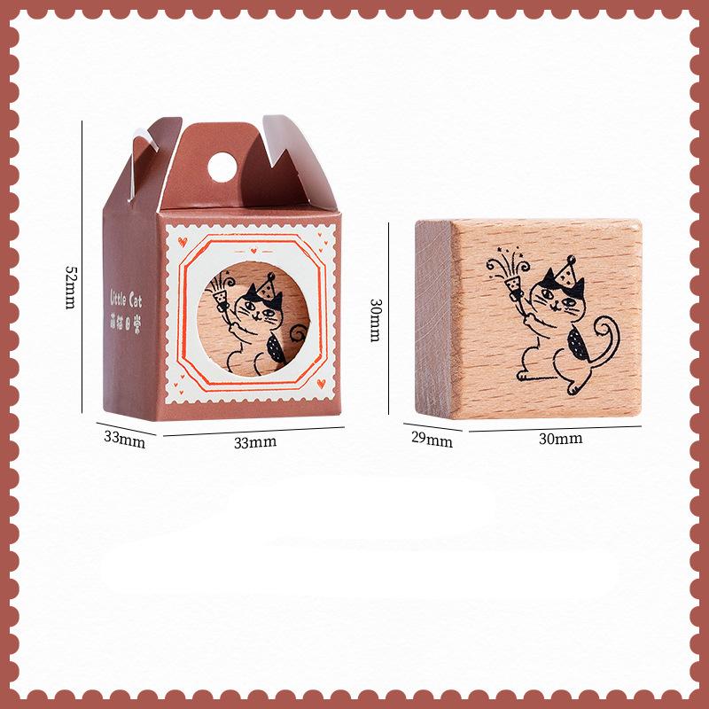 Wooden Rubber Stamps Animals Cat Patterns Stamps Set For DIY Craft Card Scrapbooking Supplies Photo Album Diary Decor