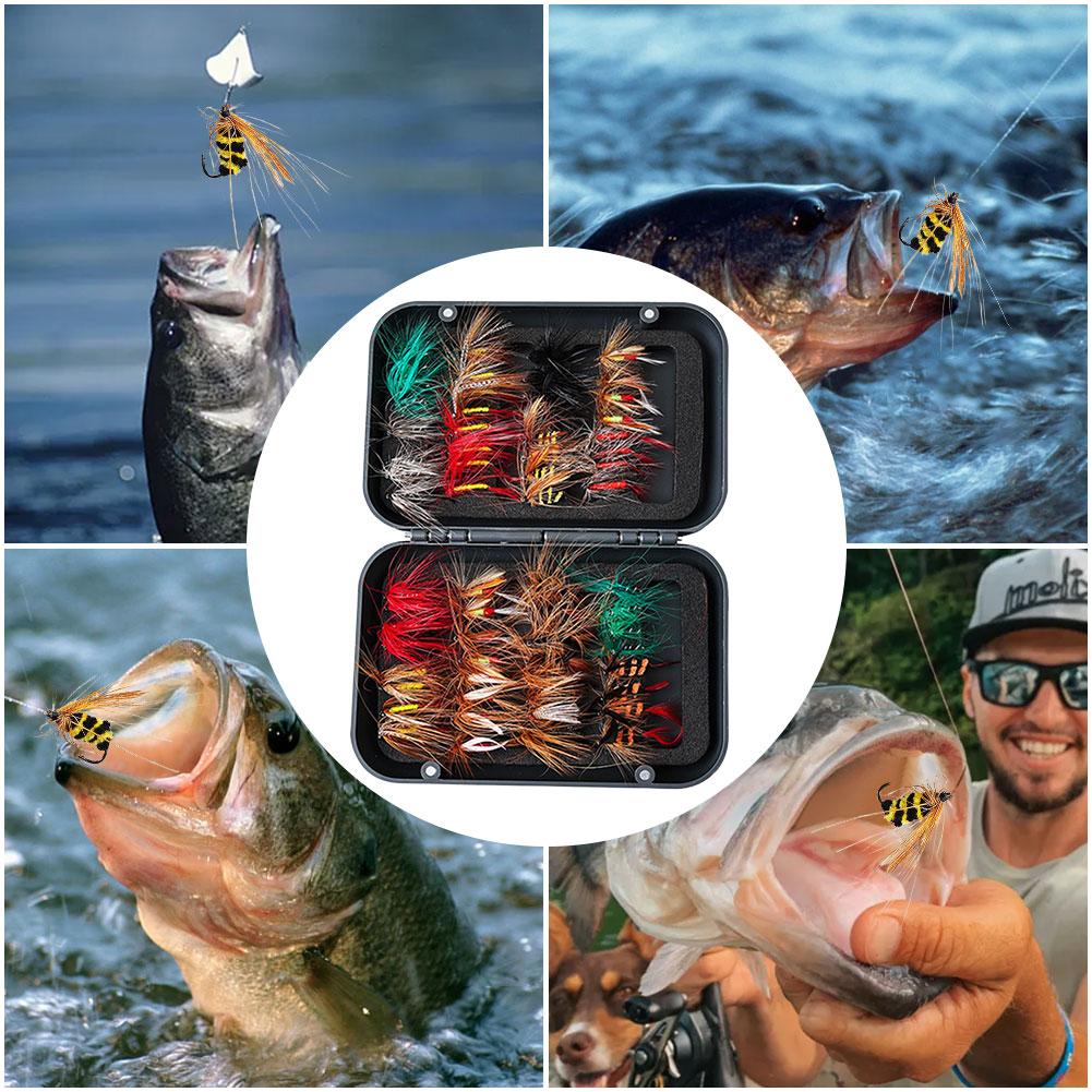Bionic Insects Flies with Box Fly Fishing Lures Artificial Bait for Trout Carp Fishing Lure Set