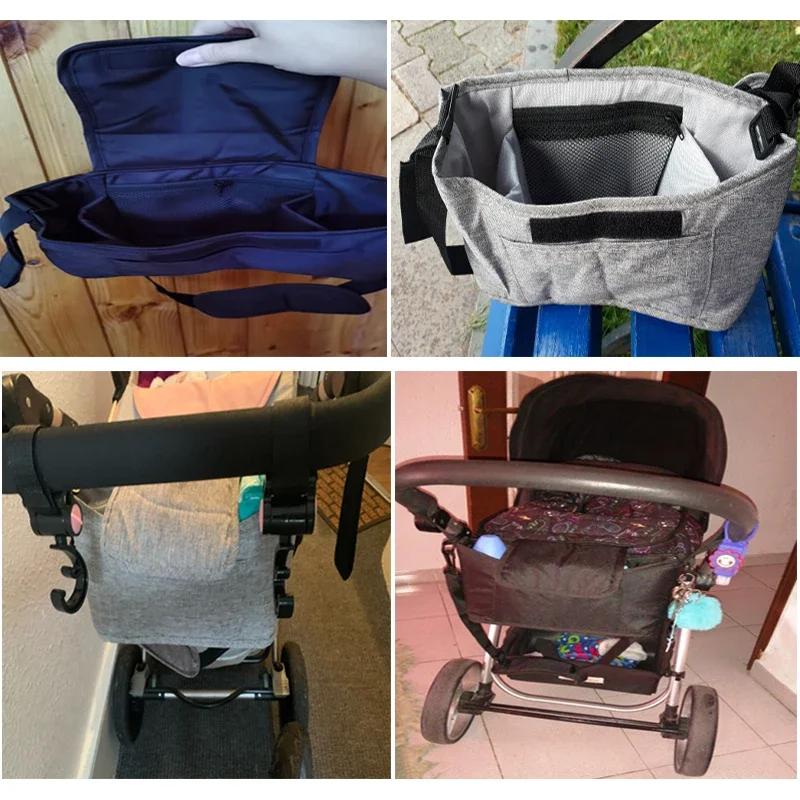 Universal Pram Saddlebag Organizer - Baby Stroller Bottle Holder & Multipurpose Pocket Mummy Essential Stroller Accessory Bag