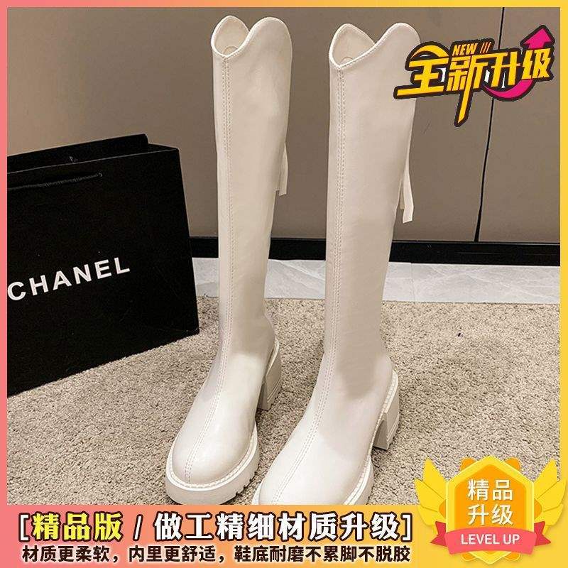 

But knee boots for women in the autumn and winter of 2025, new thick high heels, V-mouth height-increasing high boots, medium legs and thin mm 40