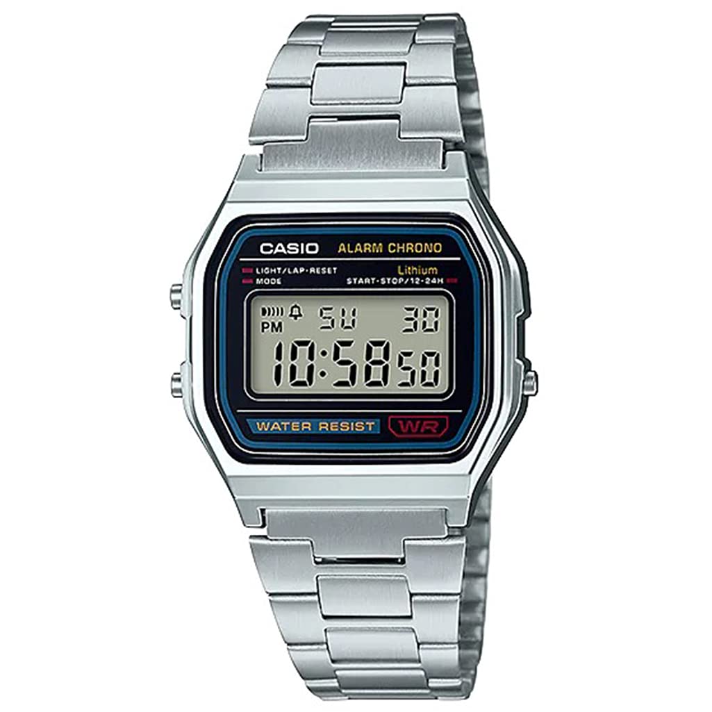 

CASIO Цифровые светодиодные мужские часы, Дисплей, Прямоугольный, Календарь, Подсветка, A158WA-1J