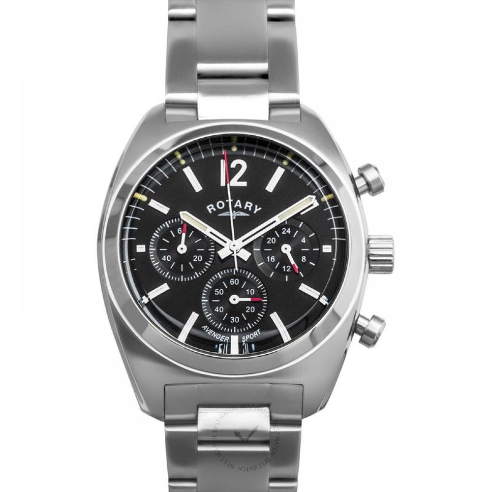 

Мужские часы из нержавеющей стали с вращающимся кварцем и черным циферблатом