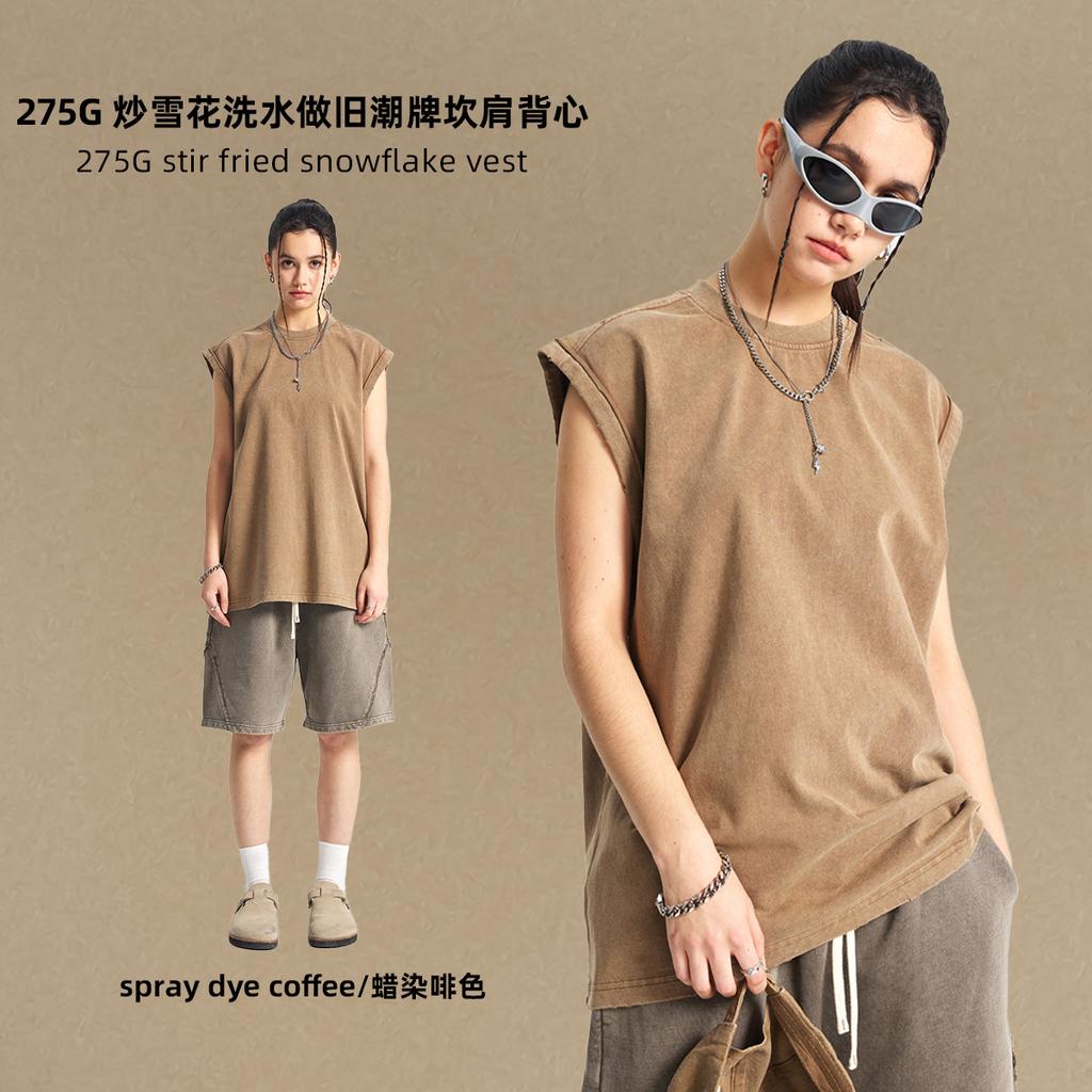 275 GSM 100% Cotton Washed T-Shirt Customized Pattern Print Men's Vest Personalised Tank Top