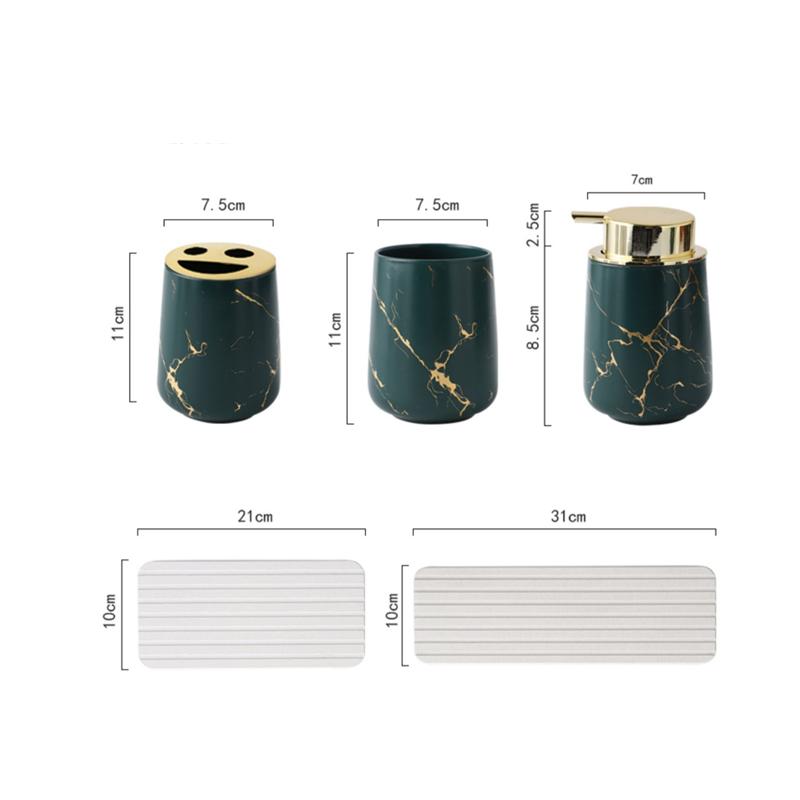 Matte Gold Ceramics Bathroom Set Decor Soap Dispenser Toothbrush Holder cup Soap Dish tray Mouthwash Cup bathroom Washing Set