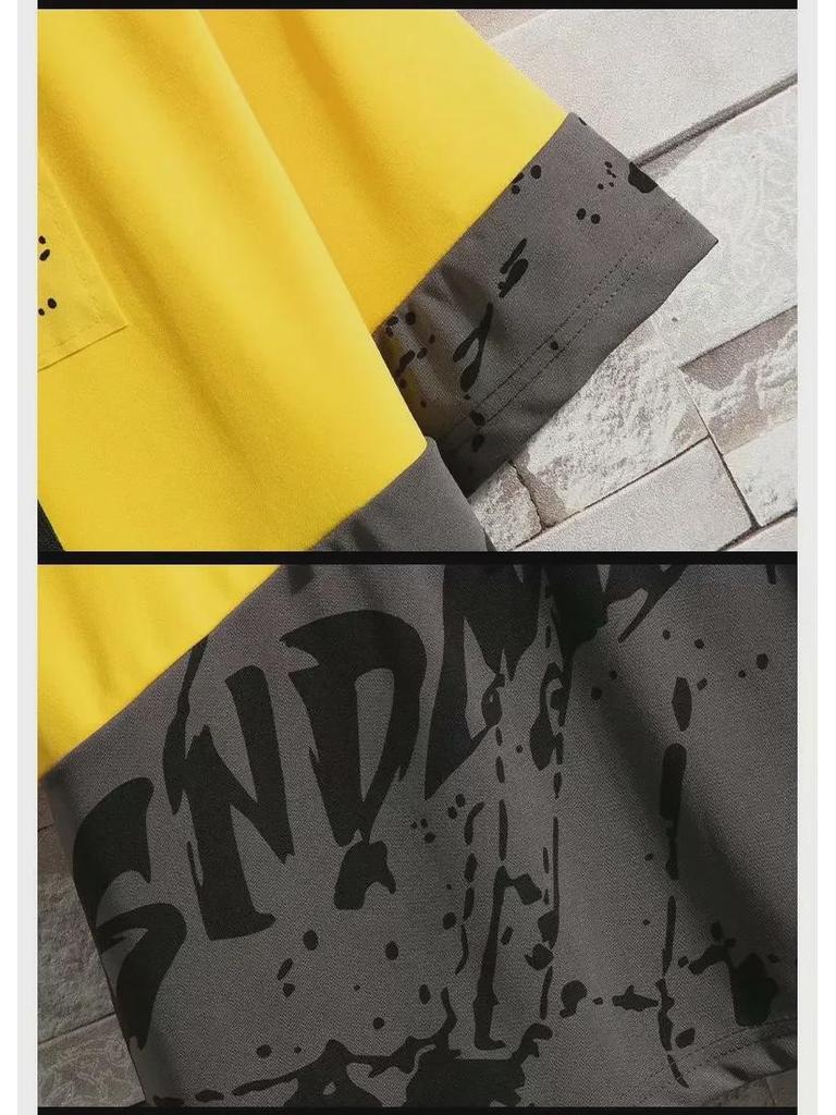 Kurzärmliges Sommer-T-Shirt mit Kapuze für Herren – trendige Fünf-Punkt-Ärmel im koreanischen Stil für Teenager und Jungen