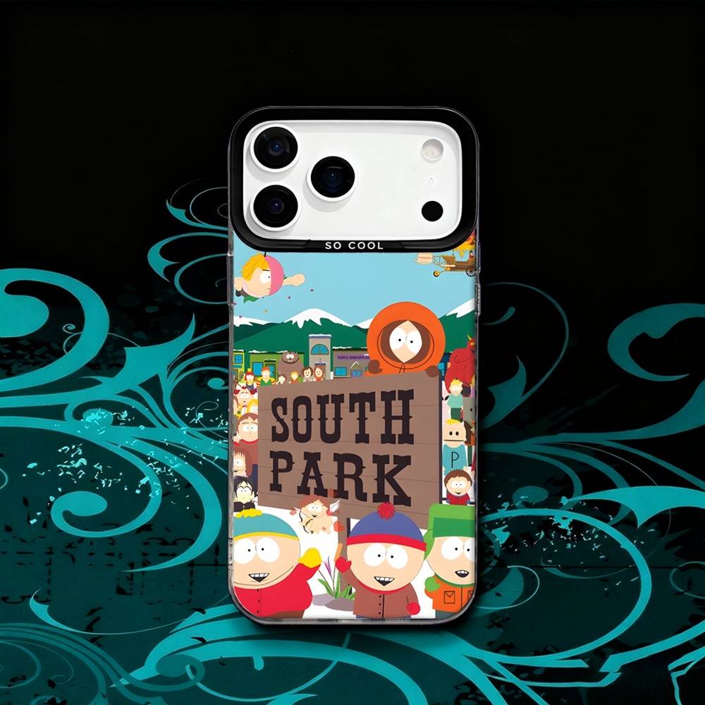 Cartoon S-South P-Park Matte Fingerprint Proof Phone Case For iPhone 17,16,15,14,13,12,X,8,Pro,Max,Plus,SE4,Air,Mini