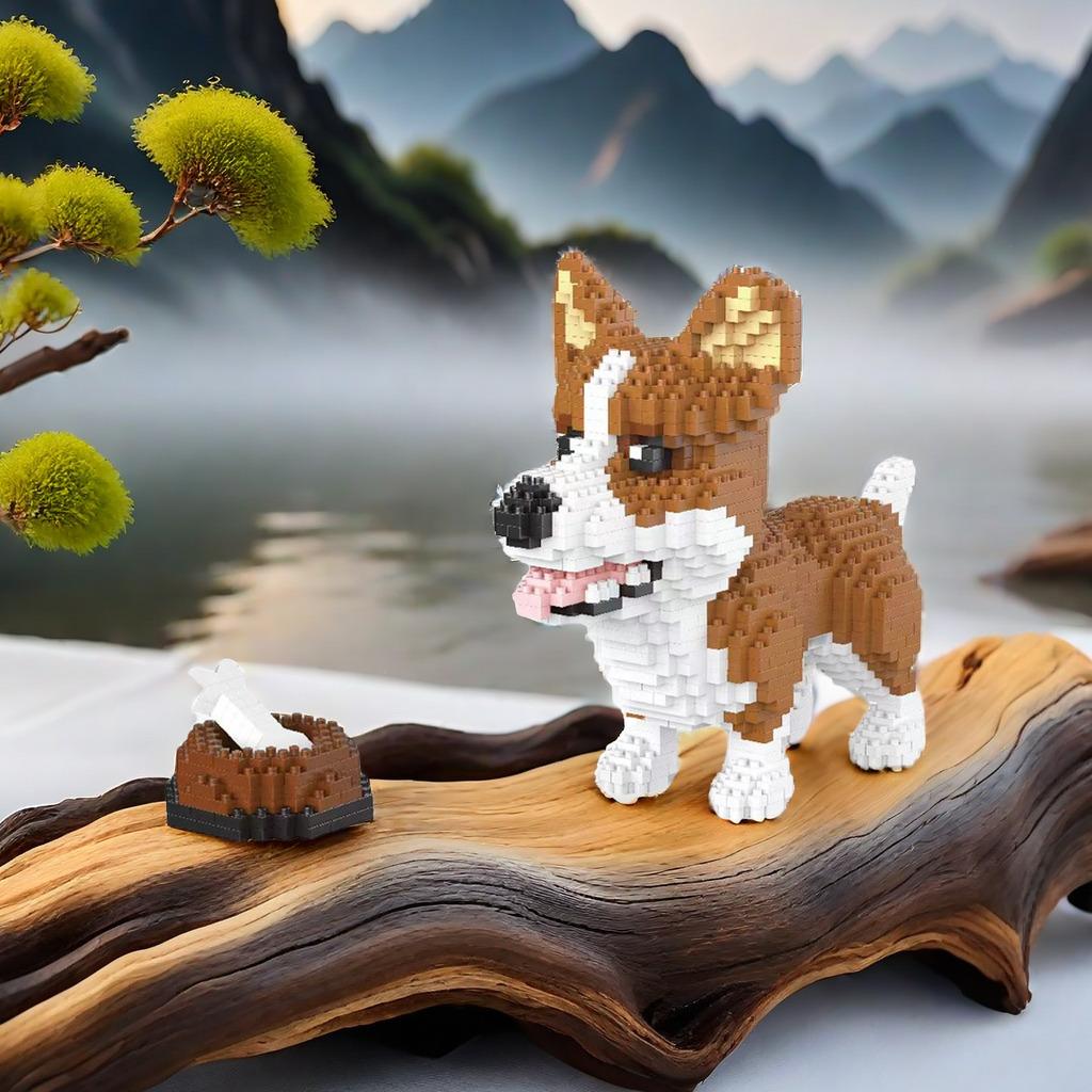 Knew Built Corgi Dog Micro Mini Building Blocks Toys: Adorable Model for Pet Lovers Recreation Perfect Display and Gift Idea