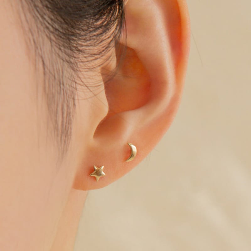 LUNNE 14k Volume Crescent Moon Earrings (14k Gold) A05