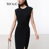 MO&Co. Sleeveless Pleated Waist Slit Dress