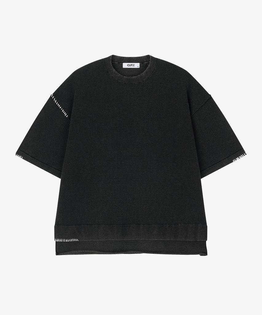 CUTZ Stone Washed Stitch Short Sleeve Knit