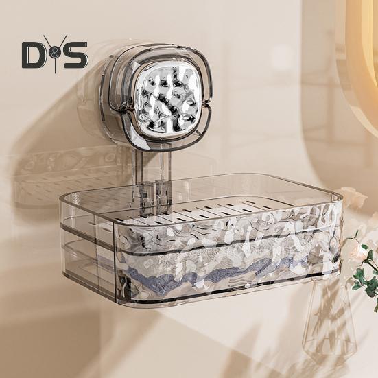 Săpunieră cu ventuză cu găuri de scurgere, puternică, portantă, ușor de instalat, montată pe perete, săpunieră de duș